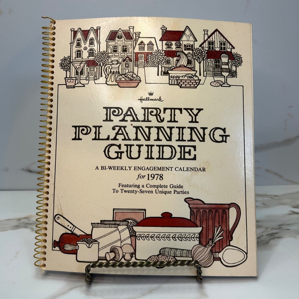 Vintage 1978 Hallmark Party Planning Guide Calendar Recipes Illustrations 70s